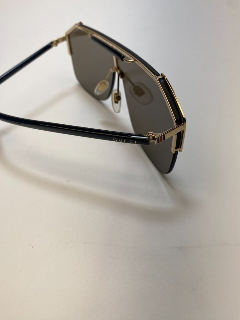 Gucci Womens Brown Sqyare Oversized Gold Frameless 62MM Shield Sunglasses - Picture 6 of 9